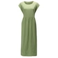 thumbnail image 4 of CHOK Robe-Chemise pour Femmes en Coton et Lin à Rayures, Col, Manches Longues, Décontractée, Ample, Maxi, avec Deux Poches, 4 of 5