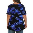 thumbnail image 3 of Fantaslook Plus Size Womens T Shirts V Neck Caseual Tops Short Sleeve Floral Shirts Loose Blouses, 3 of 8