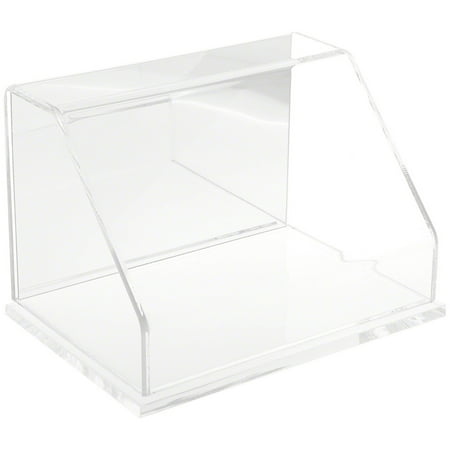 Plymor Clear Acrylic Slanted Front Display Case with Base (Mirror Back), 9" W x 6" D x 6" H