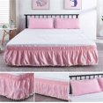 thumbnail image 2 of Wrap Around Bed Skirt Elastic Silky Soft Dust Ruffle Pleated Bed Skirt Home Skirt Bedspread-pink-180x200x40cm(71x79x16inch), 2 of 6