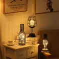 thumbnail image 5 of Black Metal Wire Table Lamp, Modern Iron Basket Style Night Light, Retro Battery Operated Bedside Lamp, 5 of 5