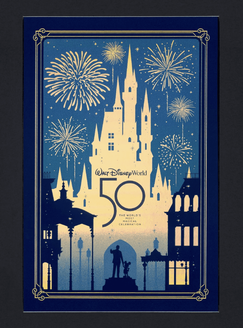 Disney Walt Disney World 50th Anniversary Countdown Poster New