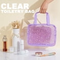 thumbnail image 2 of Bolsa de maquillaje UUYUUY PVC transparente impermeable para mujer, color morado, 2 of 7