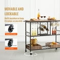 thumbnail image 4 of BENTISM 3-Tier Bar Serving Cart Rolling Trolley with Wine Grid Glass Holder 300lbs, 4 of 9