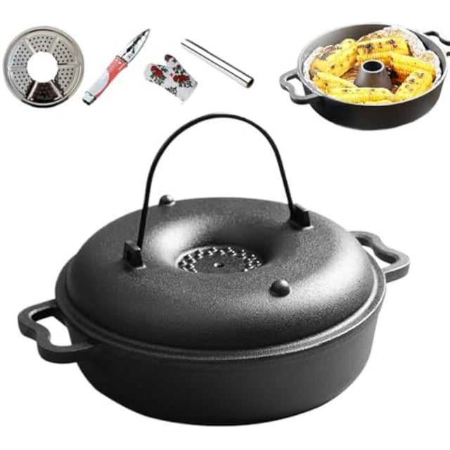 Cauldron Pot for Cooking - Non-Stick Cookware with Handle, Cast Iron Camp Dutch Oven, Even Heating with Sturdy Design, Cooking Pot for Frying Roasting Stewing Grilling Baking