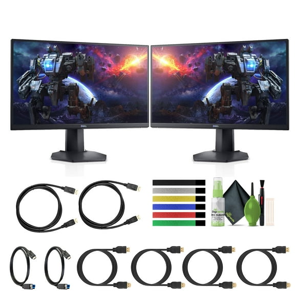 Dell 24-Inch S2421HGF Gaming Monitor FHD Full HD (1080p) 1920 x 1080 at 144Hz, NVIDIA G-SYNC Compatible, AMD FreeSync Premium, Built-in Display Port and HDMI Bundle With 2x Computer Monitors