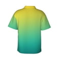 thumbnail image 3 of Uemuo Teal To Yellow Gradient Printed Regular Fit Short Sleeve Casual Hawaiian Shirt for Men,Aloha shirt,Tropical shirt,Floral print shirt,Vacation Beach shirt-3X-Large, 3 of 9