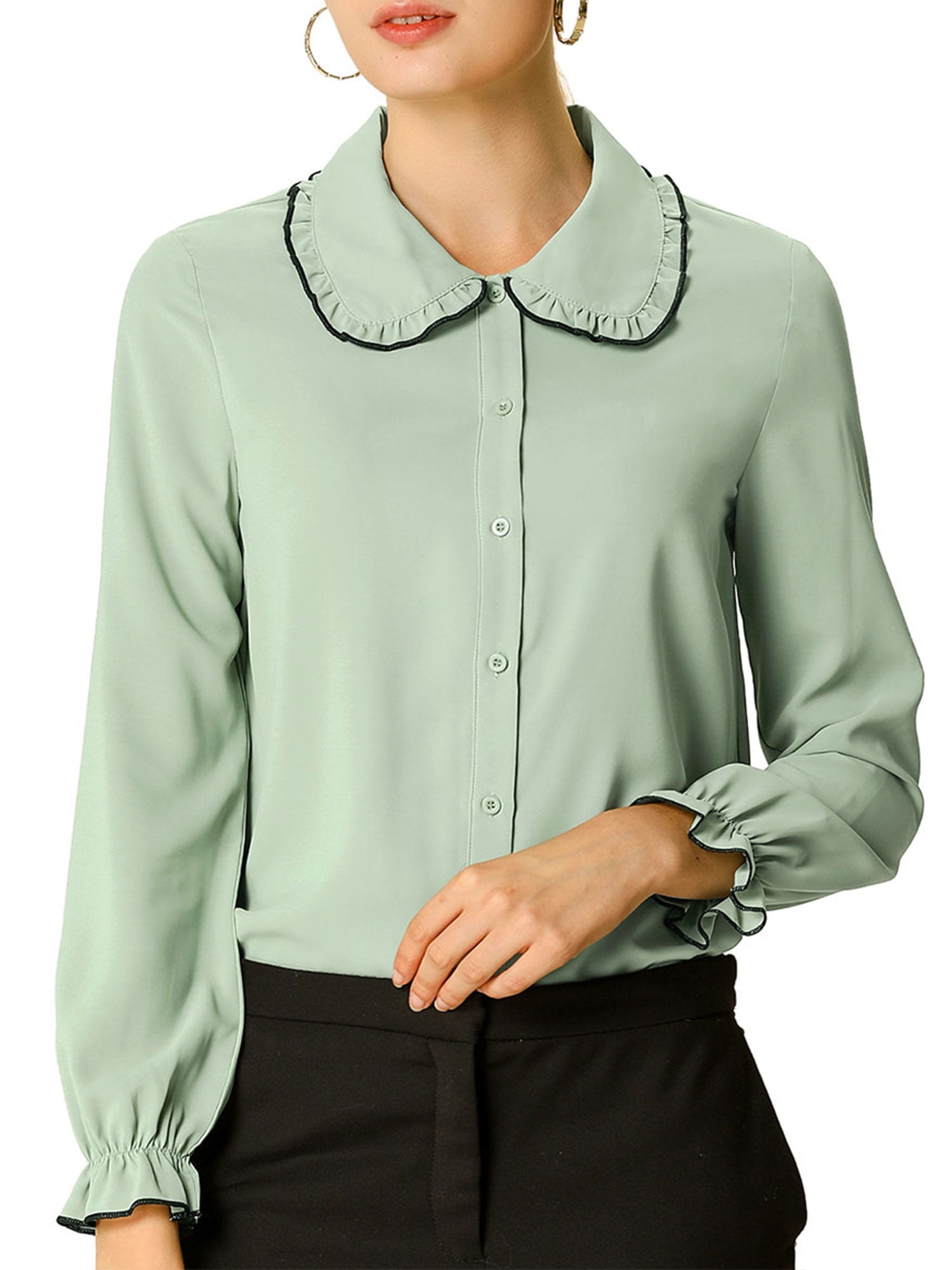 women's long sleeve peter pan collar shirt
