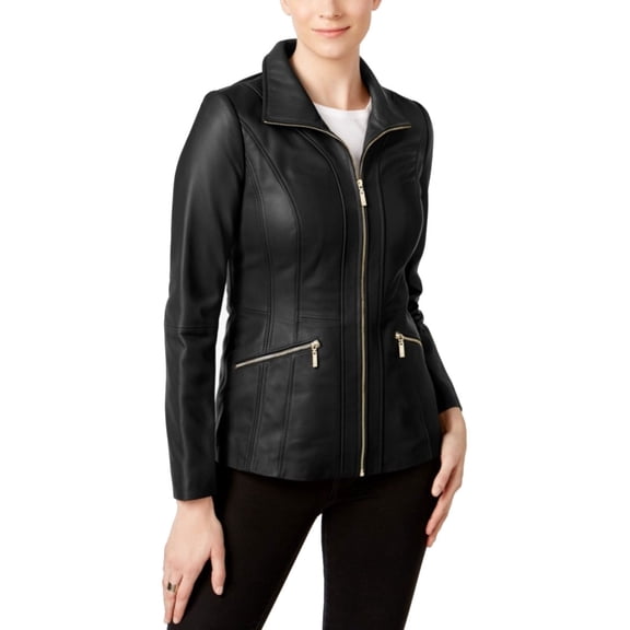 Anne Klein Women's Black Leather Scuba Jacket (XS)