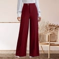 thumbnail image 2 of Htigea Womens Straight Leg Dress Pants High Waisted Button Pleated Business Trousers Solid Color Office Work Commute Pant Red S, 2 of 8