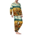 thumbnail image 2 of Fotbe Field Style Bicycle Young Sunflower Pijama de Hombre con Estampado de Manga Larga, Conjunto de 2 Piezas, Ropa de Dormir Suave y Cómoda con Bolsillos-Medium, 2 of 7