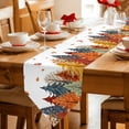 thumbnail image 2 of Orange Blue Trees Fall Table Runner Linen Burlap Table Runner 72 Inches Long Maple Leaf Botanical Thanksgiving Dresser Scarves for Kitchen Island Coffee Dining Room Party Holiday Decoration 14"x72", 2 of 8