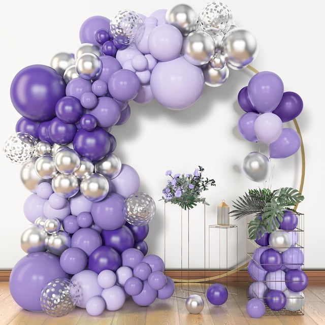 Kit de guirnaldas con forma de arco con forma de globo, color morado, 153 unidades, 18, 12, 10 5 pulgadas