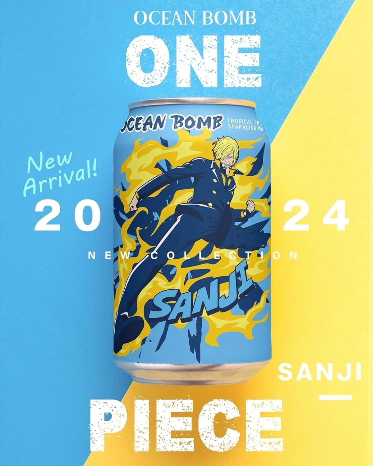 Ocean Bomb One Piece Sparkling Water Flavor - 6 Packs, 11.10 FL (330ml) each - Variety Pack, Random Design - Limited Edition