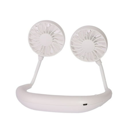 

Portable Fan Hand Free Personal Mini USB Fan 1200mAh Rechargeable Battery Operated Neck Fan 3 Speeds 360° Adjustable Head for Office Traveling Outdoor(White)