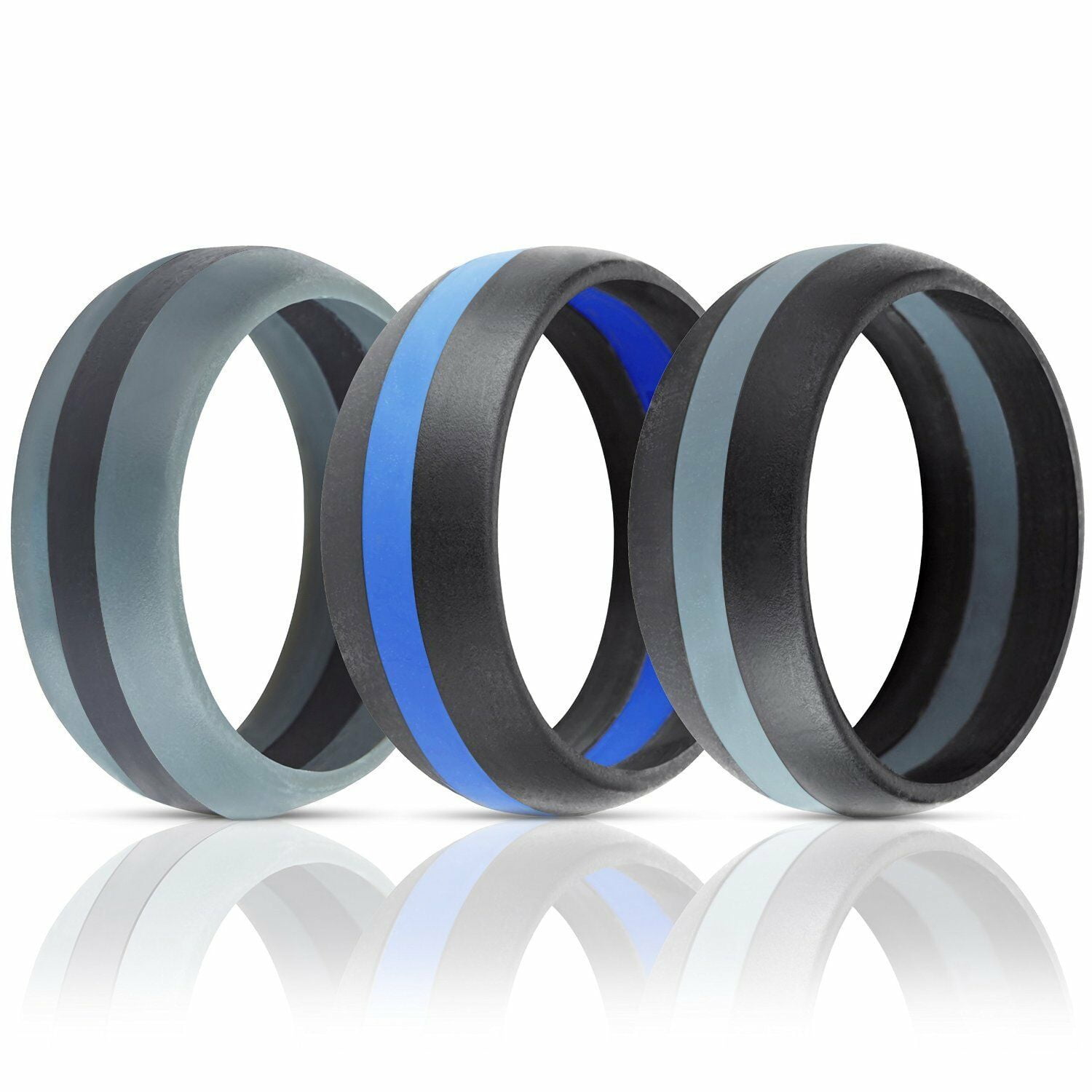 7 Pack Size 11 ThunderFit SILICONE RINGS Mens Wedding Bands 8.7 mm Wide NEW