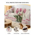 thumbnail image 4 of Pink Tulip Sofa Covers for 2-3 Cushion Couch L-Shaped Sectional, Spring Floral Romantic Flowers Modern Art Rustic Washable Sofa Covers Slipcover for Living Room, Couch Cover Blanket 71"x134", 4 of 9