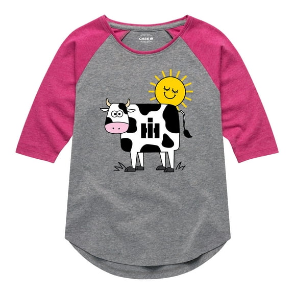 International Harvester - Cow Print - Toddler Girls Raglan Graphic T-Shirt