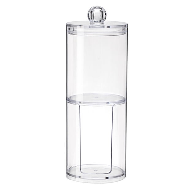 HORIALENCE 1Pcs Cotton Buds Storage Case Transparent PS Waterproof Double Layer Design for Desktop