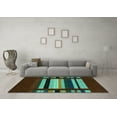 thumbnail image 3 of Ahgly Company Indoor Rectangle Abstract Turquoise Blue Contemporary Area Rugs, 2' x 5', 3 of 4