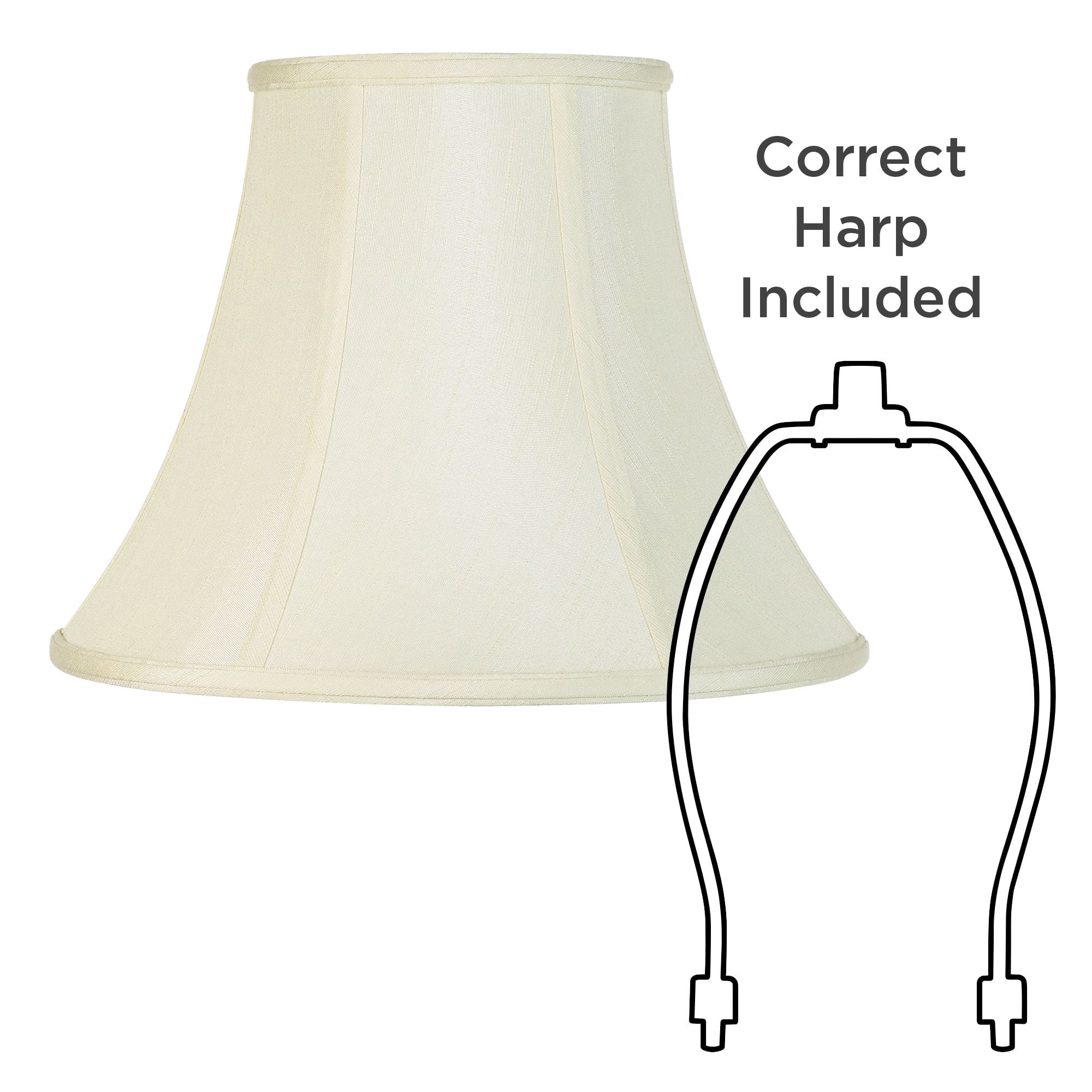 Imperial Shade Creme Medium Bell Lamp Shade 7" Top x 14" Bottom x 11" Slant x 10.5" High (Spider) Replacement with Harp and Finial