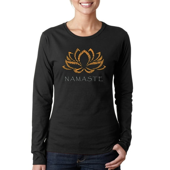 LA Pop Art Women's Word Art Long Sleeve T-Shirt - Namaste