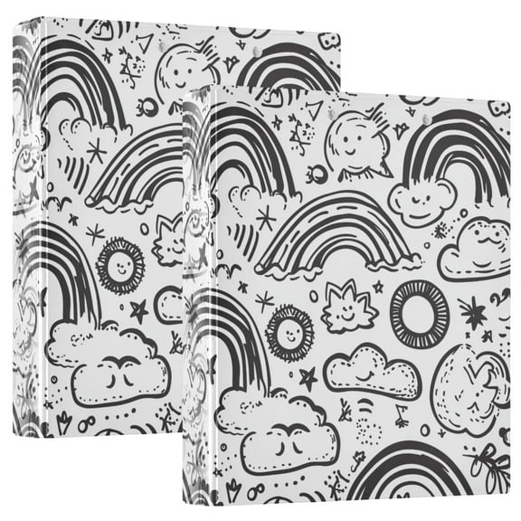 FORMRS 3 Ring Binder 1.5 inch with Pockets Set of 2 Clip Board 200 Sheets Capacity, Rainbows