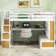 thumbnail image 2 of Euroco Modern Wood Full Size Loft Bed with Desk and Shelves, Storage Staircase and Drawers for Kids Teens, Wood, 2 of 11