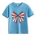 thumbnail image 4 of Taqqpue Girls 4th of July Shirt American Flag T-Shirts for Kids Toddler Cotton Summer Short Sleeve Crewneck Tops Patriotic Tee Tops Boys Independence Day Outfit 2-13 Years, 4 of 4