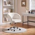thumbnail image 5 of OWNEN Cute Desk Chair Velvet Vanity Chair with Wheels Home Office Upholstered Modern Swivel Armchair with Tufted Barrel Back for Study, Vanity, Bedroom Cream,Velvet, 5 of 6