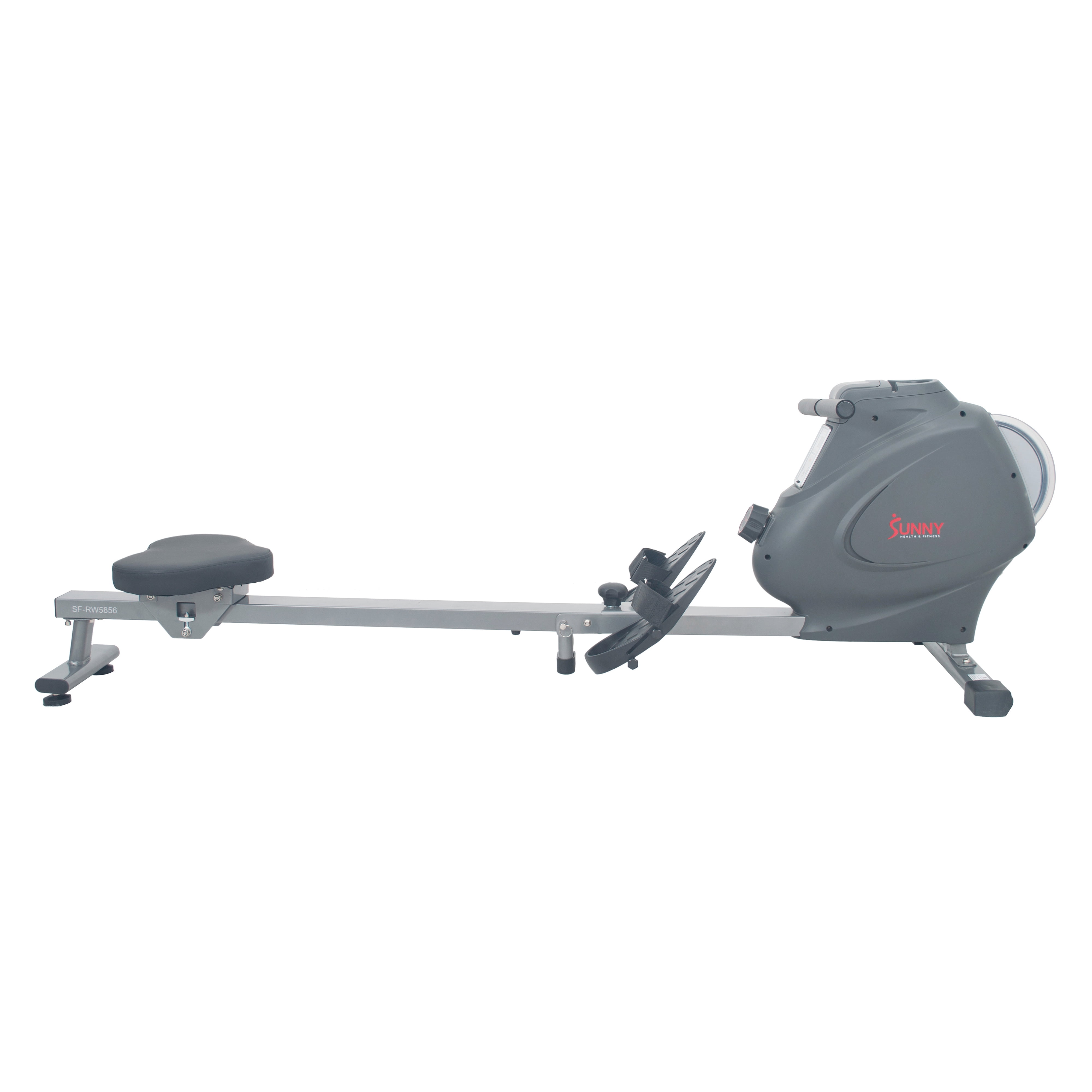 Bottle Holder 285 LB Max Weight 43 Inch Slide Rail Sunny Health & Fitness Compact Folding Magnetic Rowing Machine with LCD Monitor Silver Synergy Power Motion SF-RW5801 
