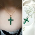 thumbnail image 3 of Rosec Jewels Certified Lab Grown Emerald Cross Pendant with Chain - Religious Necklace - AAAA Grade - Ready to Gift for Christmas, 925 Sterling Silver, 3 of 7
