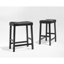 Counter Stools Set of 2 - Saddle Seat Bar Stools - Faux Leather Kitchen Island Stools - Black