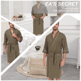 thumbnail image 4 of EA'S SECRET Mens Robes 100% Cotton Lightweight Kimono Bathrobe Soft Robe ShorttSleeve Sleepwear Soft Knee Length Robe with Pockets Spa Robes for Men (Olive Green,L), 4 of 7