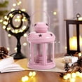 thumbnail image 3 of Metal Candle Lantern, Small Sized Tealight Candle Holder with Clear Glass and Openwork Stars for Indoors Outdoors Events Party Weddings (6.29" H,Pink), 3 of 4