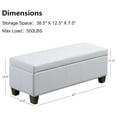 White Faux Leather Ottoman with Storage, Rectangular Extra Long Storage