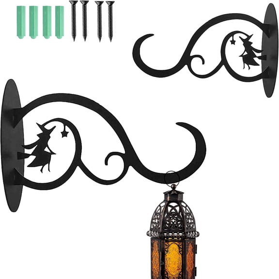 ERDOUY 2 Pieces 11 Inch Hanging Plant Bracket Hook Decor Iron Plant Hangers Outdoor Indoor for Hanging Bird Feeder Flower Basket Wind Chime Garden Lights, Metal Wall Planter, Black