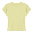 thumbnail image 3 of Trendfront Womens Short Sleeve Crewneck T Shirts Plain Solid Color Basic Tee Minimalist Slim Fit Sleeve Summer Casual Layering Tops, 3 of 3