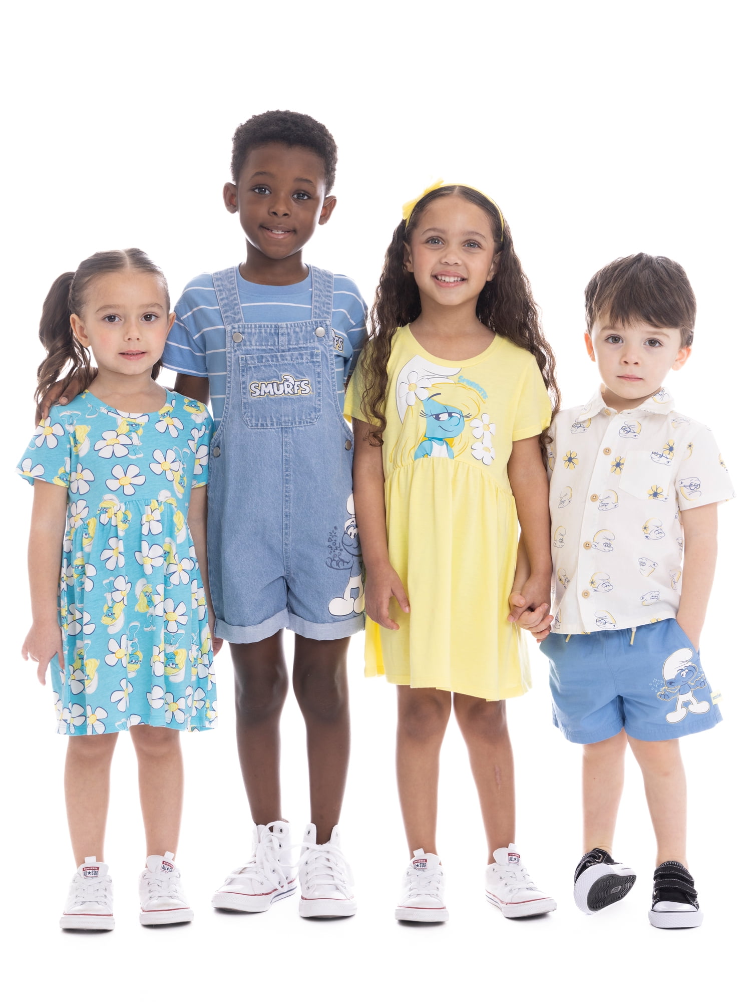 Smurfs Toddler Boy Denim Shortall with Striped T-Shirt, 2-Piece Set, Sizes 12 Months - 5T
