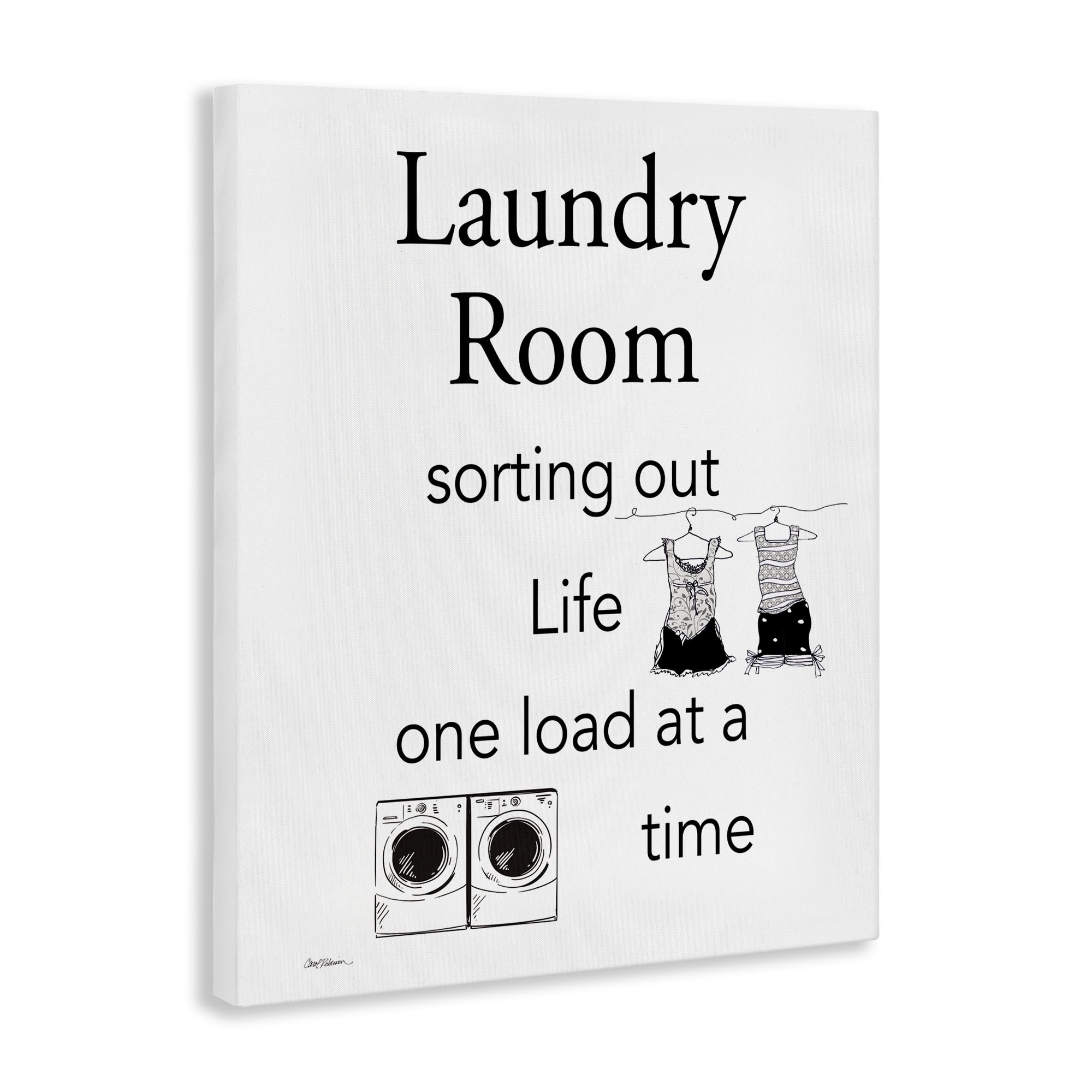 Stupell Industries Funny Minimal Laundry Phrase Bath & Laundry Painting Wrapped Canvas Art Print Wall Art, 30 x 40