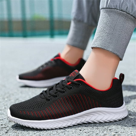 

Gubotare Men Shoes Mens Casual Sneakers Dress Shoes Mesh Wingtip Oxford Shoes Breathable Lightweight Outdoor Walking Shoes Red 8.5