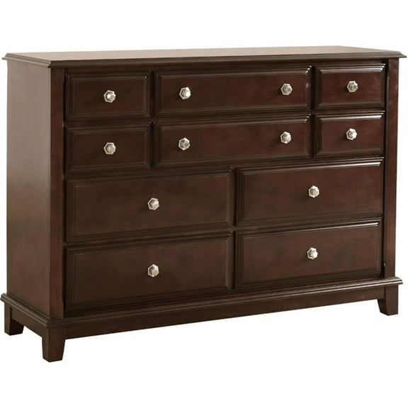 Pemberly Row Modern / Contemporary 10 Drawer Dresser in Cappuccino