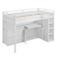 thumbnail image 5 of Aukfa Twin Loft Bed with Storage, Teens Kids Bed Frame with Desk, Storage Drawers and Cabinet, Wooden - White, 5 of 8