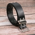 thumbnail image 5 of Punk Style Belt Double Rows Holes Waist Belt Simple Durable Belt for Women Man (Black), 5 of 9