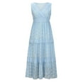 thumbnail image 3 of Femmes Robes d'Été Flowy Bal Parti Plage Dentelle Patchwork Gilet Longue Maxi Robe Robes de Retour, 3 of 7