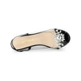 thumbnail image 4 of BLISSFUL STEP Women's Flower Rhinestone Slingback Clear Mid Heel Slip On Sandals Black 5.5, 4 of 7