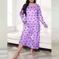 thumbnail image 4 of DAFEI Robe de Nuit Décontractée Grande Taille pour Femme, Imprimé Cœur, Manches Longues, Col Rond, Extensibilité Moyenne, Nuisette Ample, Robe Nuisette en Dentelle, 4 of 5