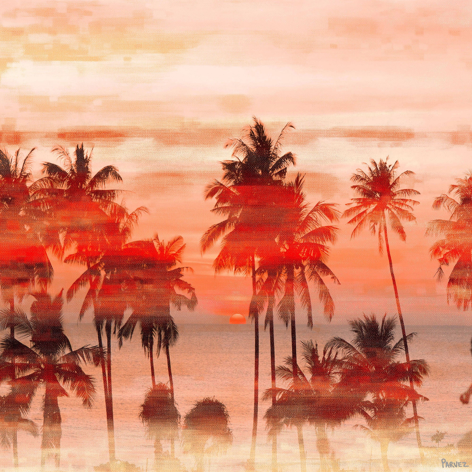 Parvez Michel Inc Parvez Taj - Orange Sky Painting Print on Canvas - Multi-color