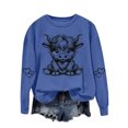 thumbnail image 2 of ersvoioy Womens Cow Print Sweatshirt Crewneck Loose Fit Long Sleeve Hoodless Pullover for Fall Blue XXL, 2 of 6