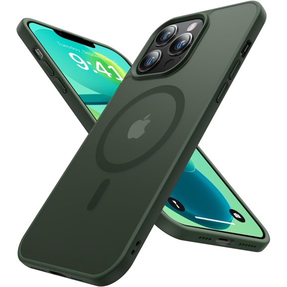 𝗡𝗘𝗪 Magnetic for iPhone 13 Pro Max Case [Compatible with MagSafe] [10FT Military Grade Drop Tested] Slim Translucent Matte Case for iPhone 13 Pro Max Phone Case, Deep Green (6.7")
